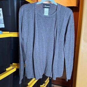 Vintage Sag Harbor Gray 2 in 1 Shell & Cardigan Size Large Petite